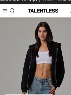 TALENTLESS Black Zip-Up Hoodie Jacket with Hood